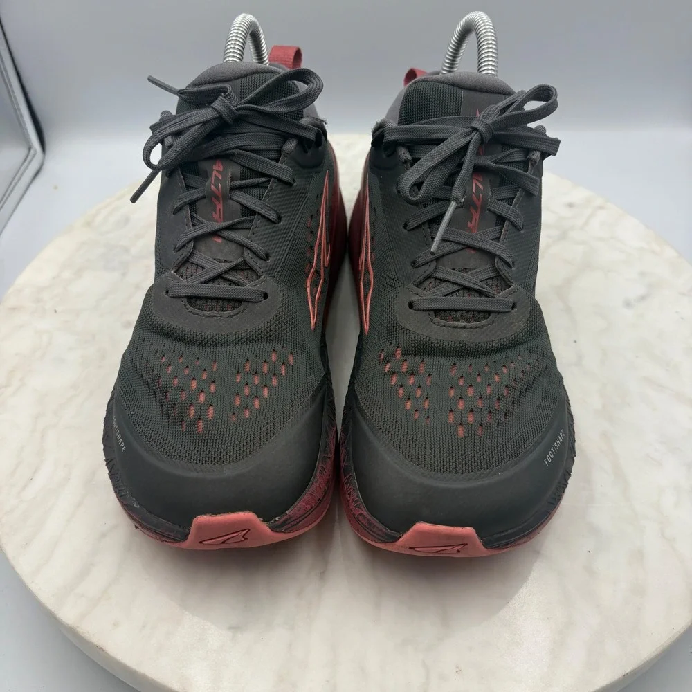 Altra Paradigm 5 Running Shoes Women 8.5 Grey Red Stability Trainer Wide Toe Box